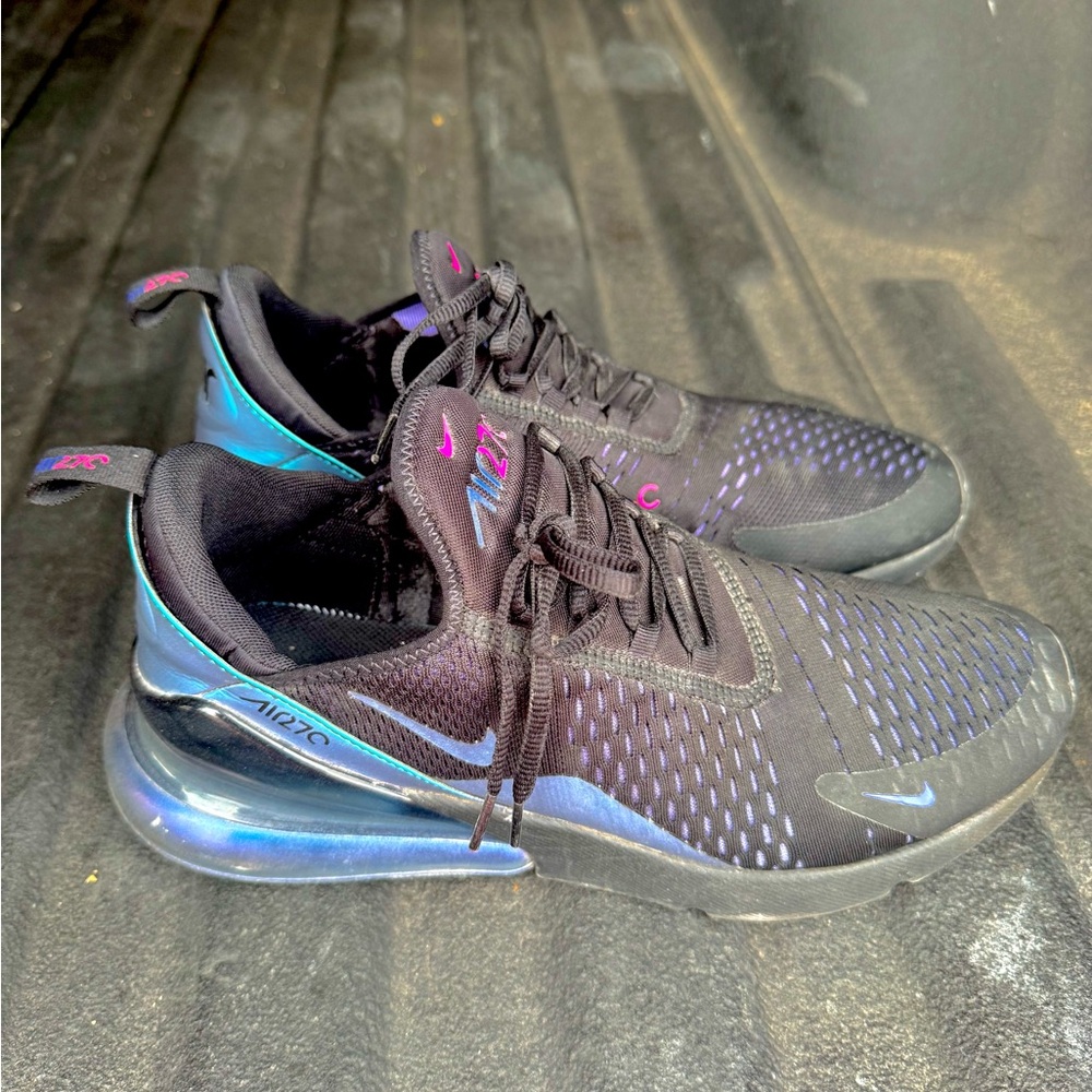 Nike Black Sneakers with Iridescent Blue-Purple Accents